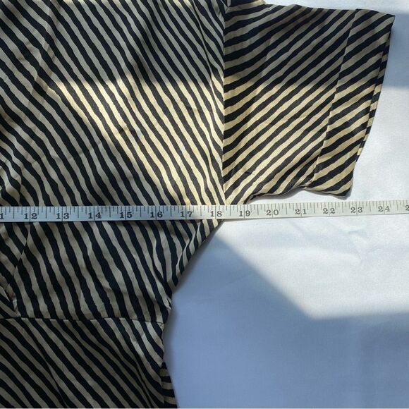NWT Mango Mondrian Black and Tan Satin Bias Striped Midi Dress 6 - Picture 13 of 15